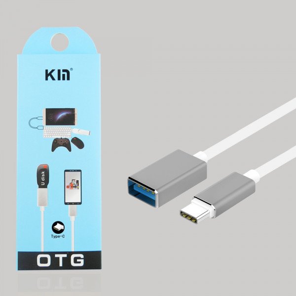 Wholesale Type C USB to OTG USB Data / Charge and Sync Cable Adapter 6 inch (Silver)